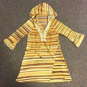 Vintage Striped Hooded Dress